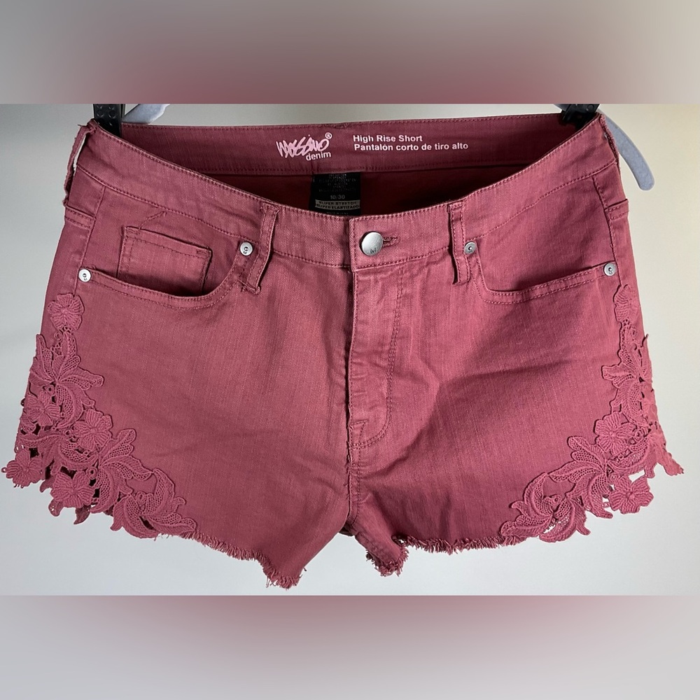 Mossimo Supply Co. Denim Jean High Rise Shorts With Lace Accents